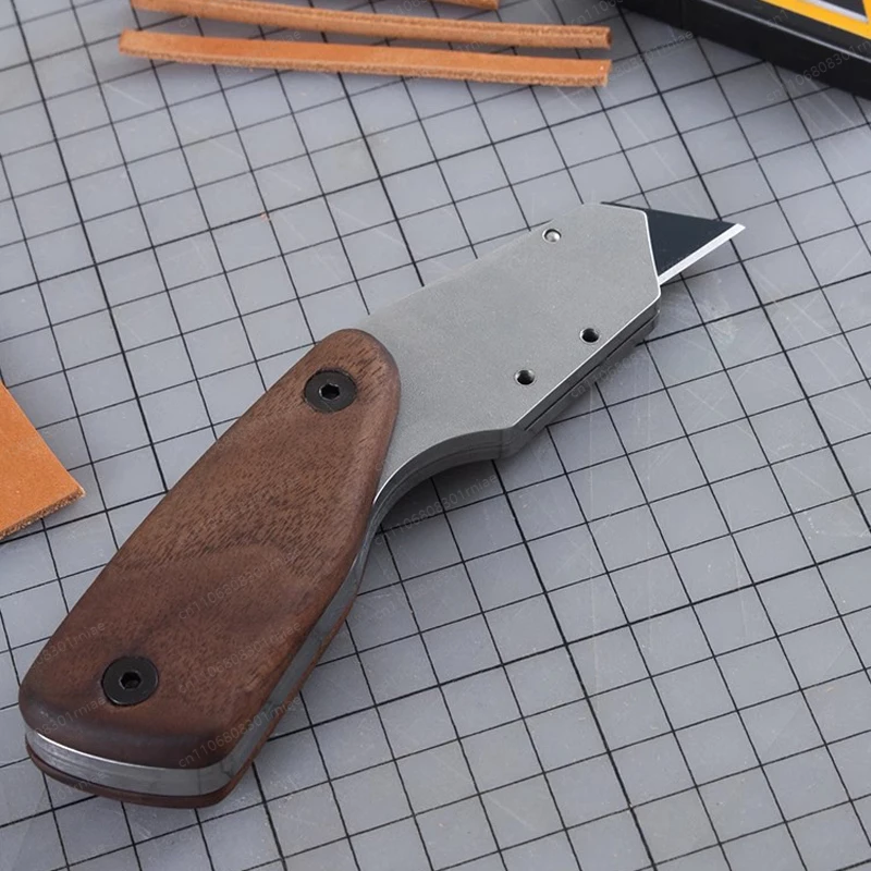 walnut handle advanced leather making tool DIY cutting knife stainless steel leather cutting tool