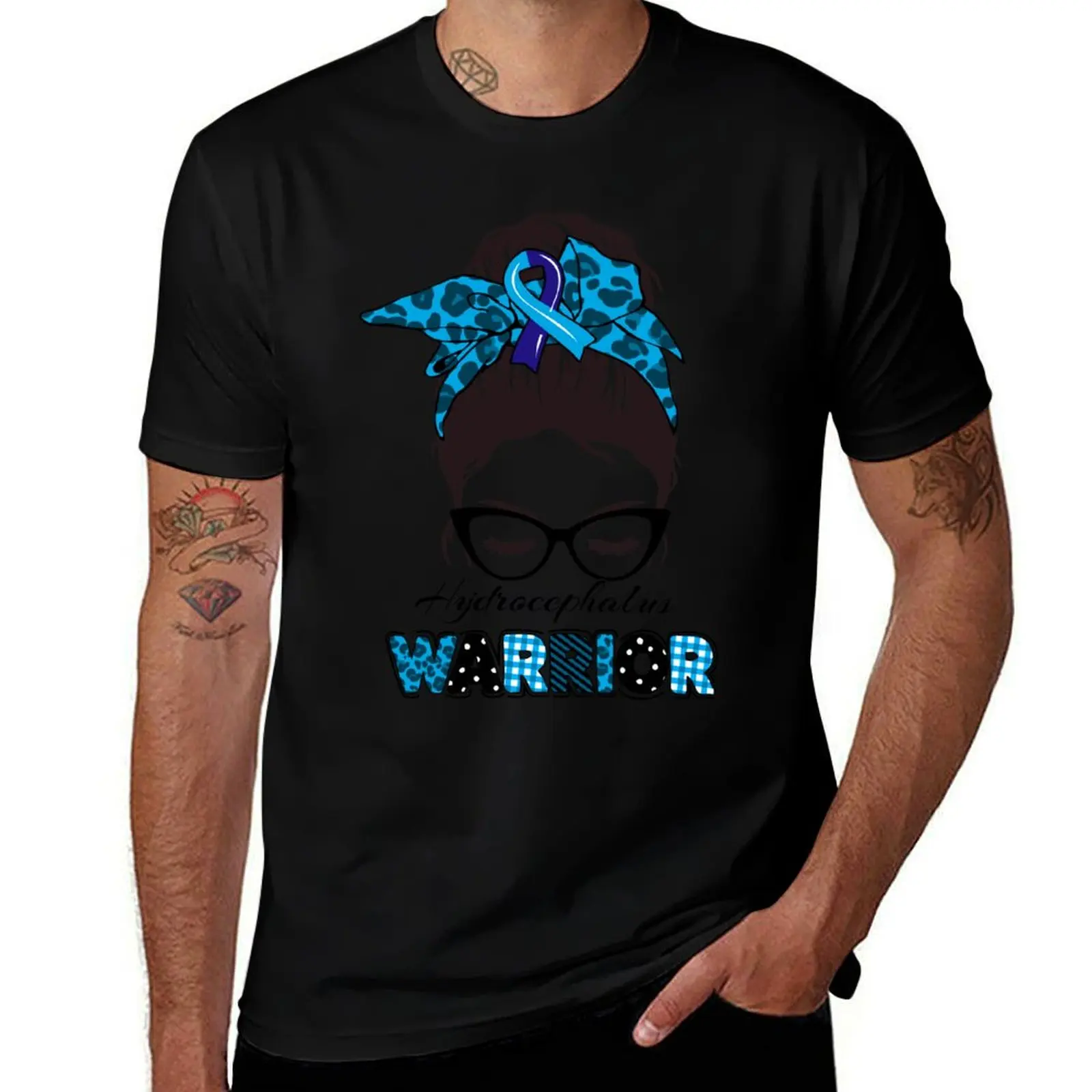 Hydrocephalus warrior messy bun girl- hydrocephalus Awareness T-Shirt t shirt for man T-Shirt