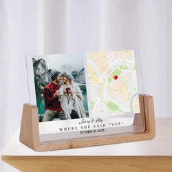 Where She Said Yes Picture frame Engagement Gift for Couple Custom Location Map Photo Frame Valentine's Day Gifts for Wife Women