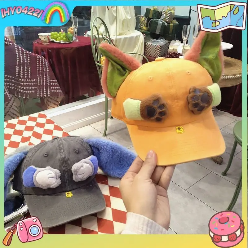 Cartoon Zootopia Ohren Pfoten Deko Baseballkappe Fuchs Nick Judy Stil Niedliche Lustige Foto-Requisite Unisex Kinder Influencer Cosplay Mütze