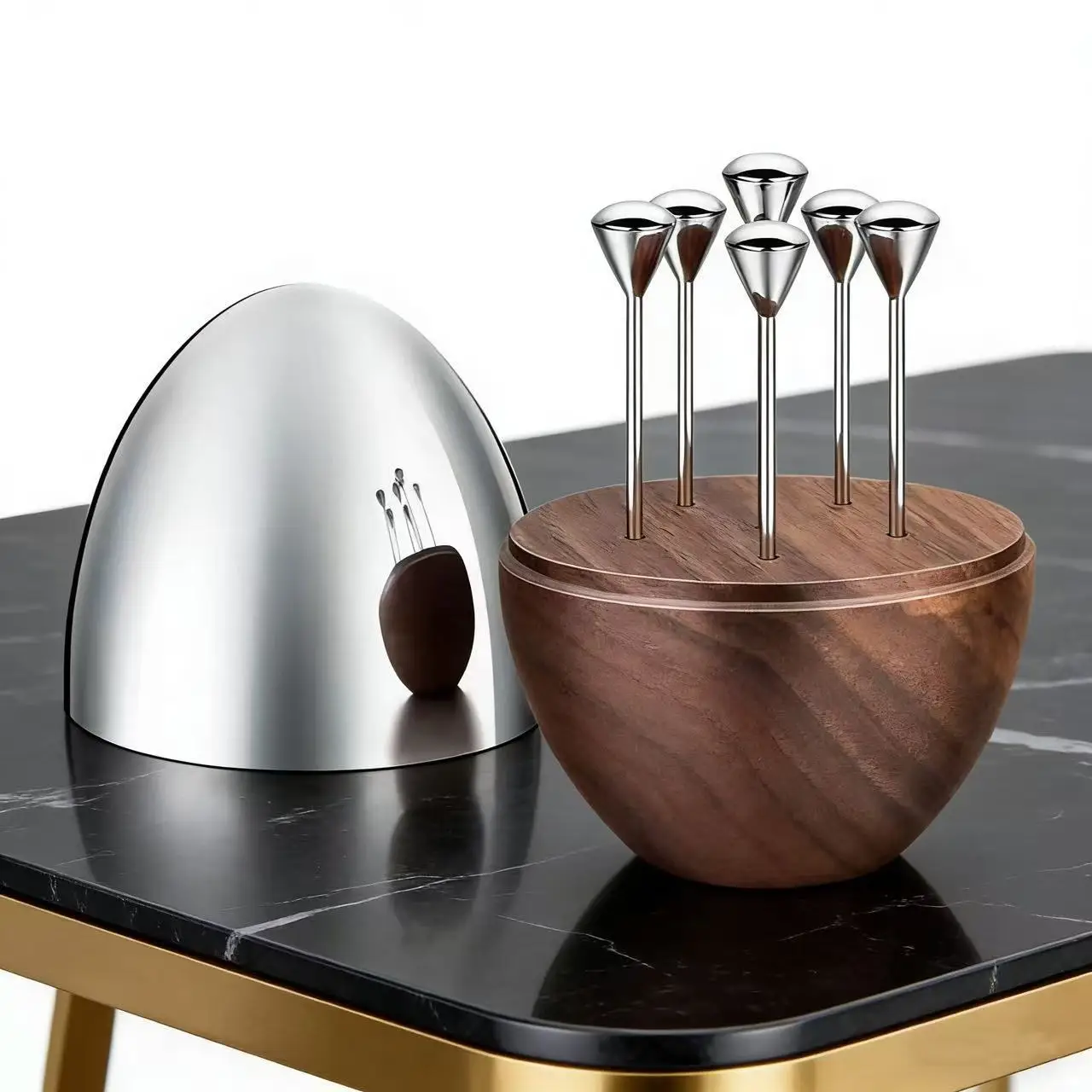 

DSA Creative Cake Fruit Stick Stainless Steel Light Luxury Fruit Fork Cocktail Stick Restaurant Egg Ornament