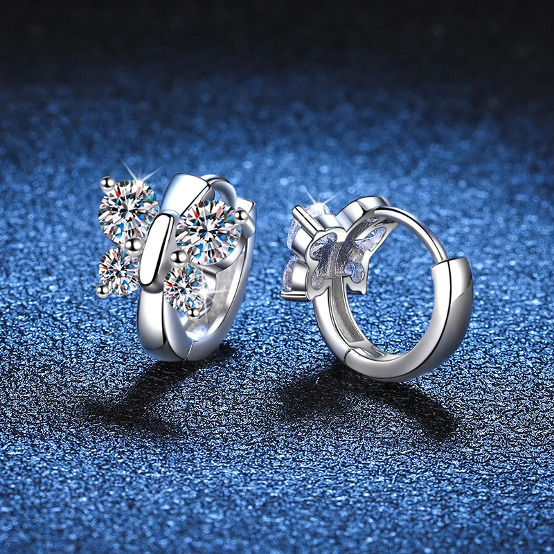 Pendientes de tuerca de diamante de platino de 18K, lleno de diamantes y moissanita, mariposa de moda para mujer, Pendientes chapados en platino PT950