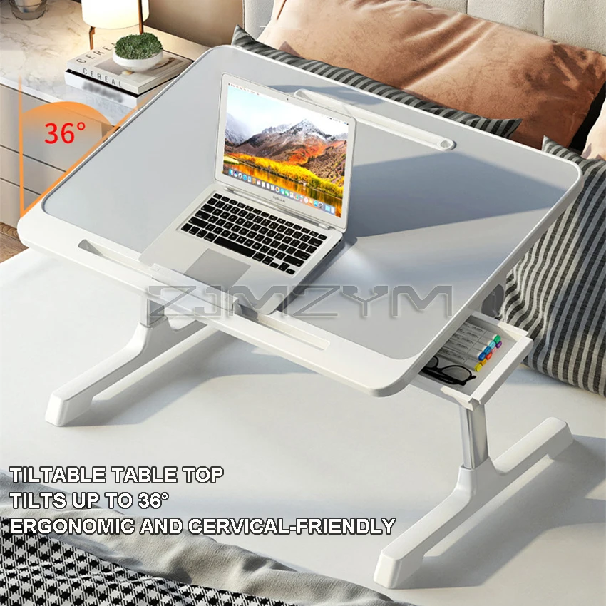 Mesa de estudio para dormitorio, soporte ajustable para ordenador portátil, portátil, ergonómico, para TV, sofá, PC, Notebook, con librería