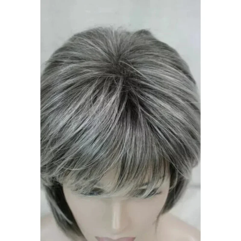 Kinky Curly Salt and Pepper Hair Synthetic Capless Wigs 12 Inches