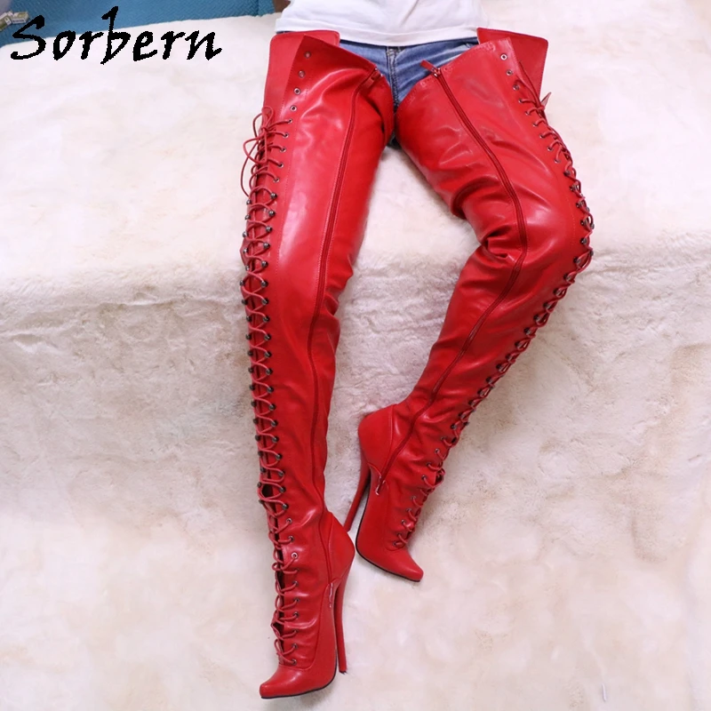 Sorbern 80Cm Crotch Thigh Boots Unisex Ballet High Heel Stilettos Long Boot Women Fetish Crossdresser Custom Shaft Length