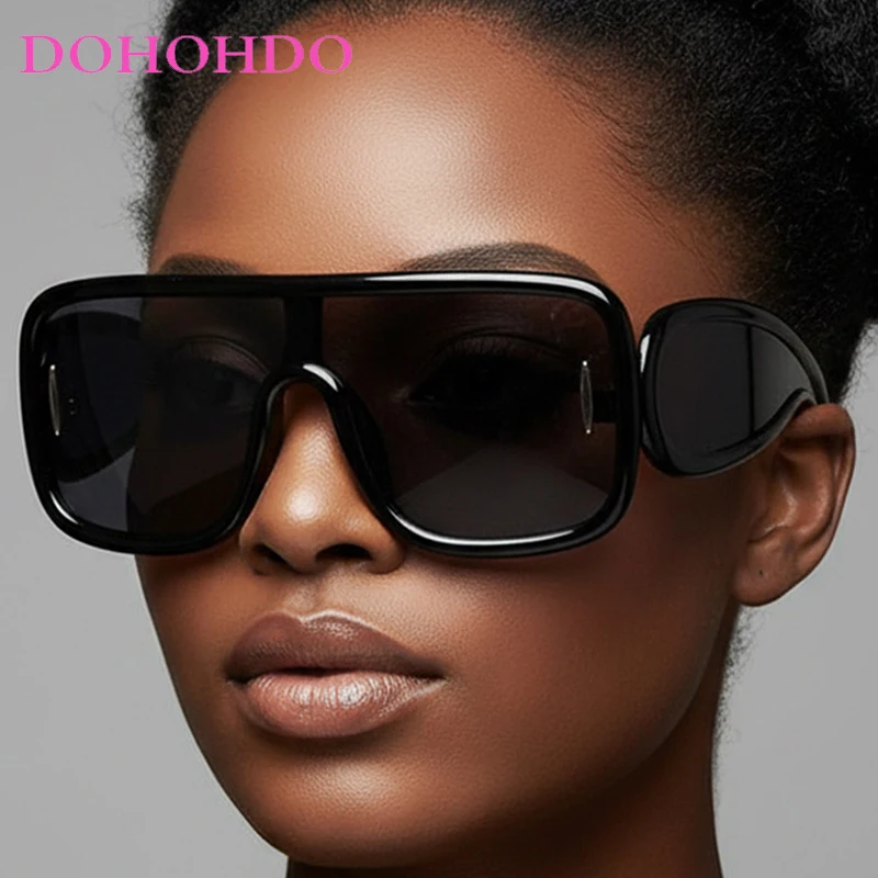 

2026 Fashion Designer Classic Big Frame One-Piece Women Sunglasses Trendy Hip-hop Punk Men Sunglass Outdoor Driving Shades UV400