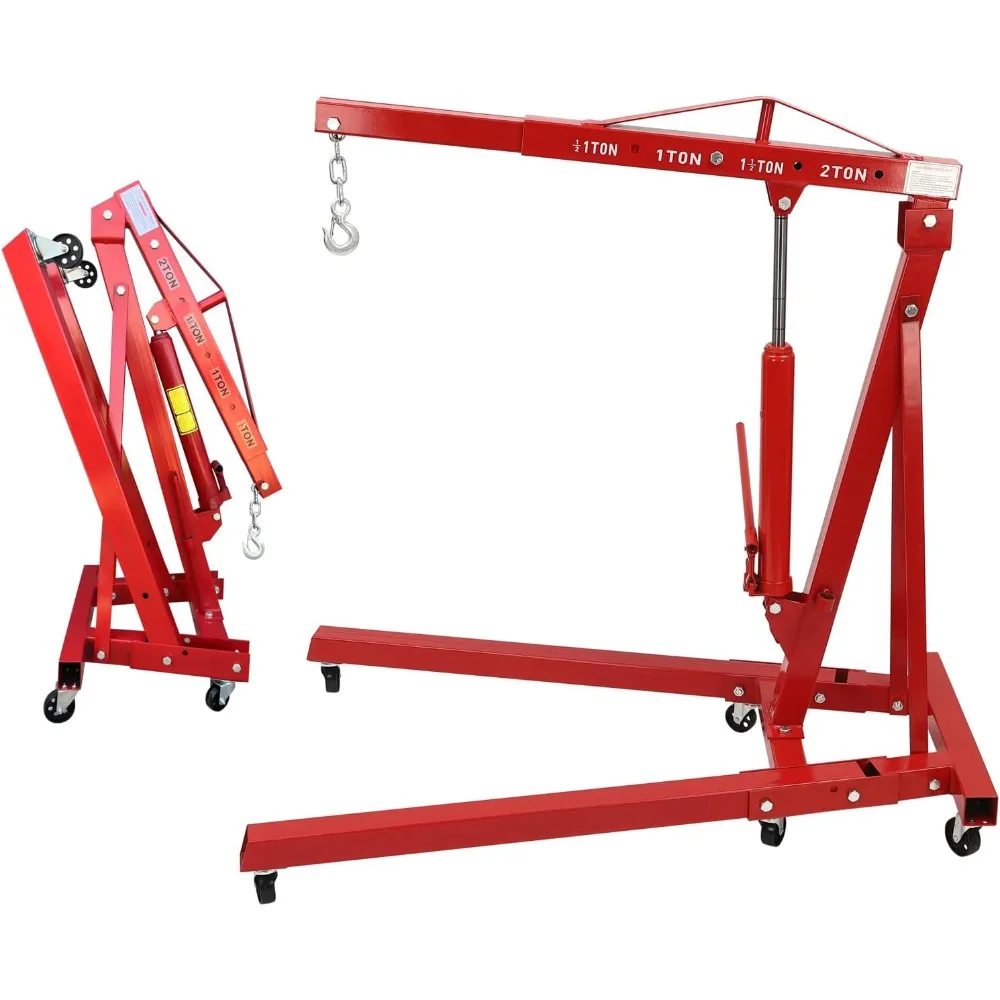 

Подъемник двигателя, сверхмощный складной двигатель вишневого сбора мощностью 4000 фунтов, с 6 железными колесами, телескопической сцепкой стрелы, для гаража.