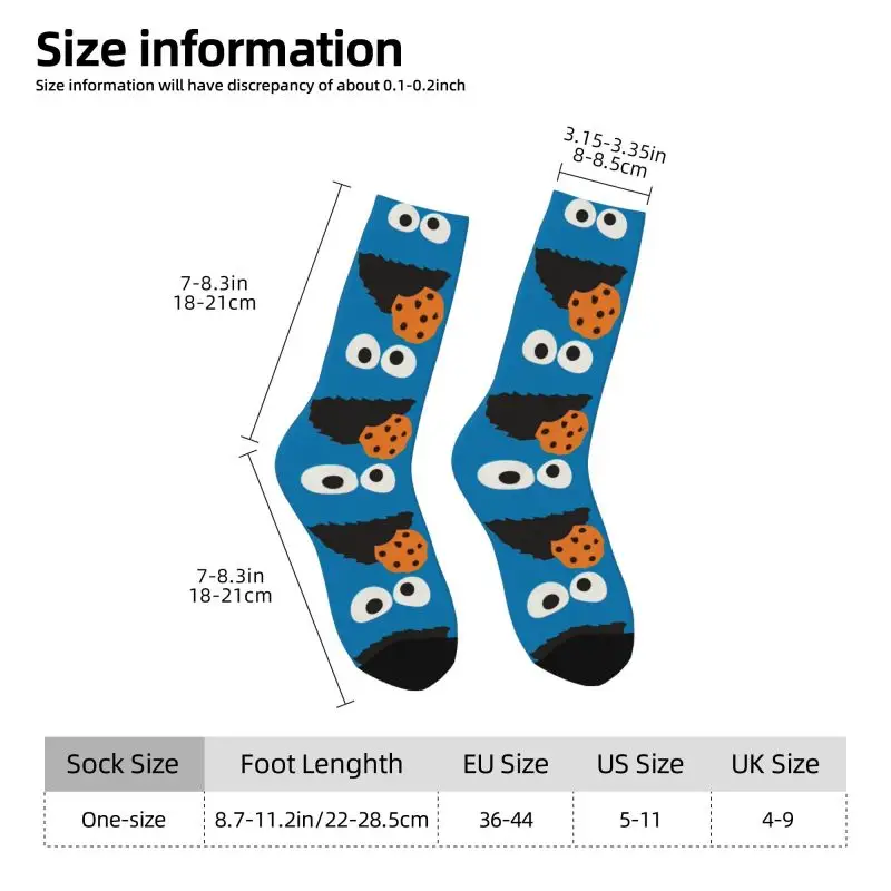 Custom Harajuku Cookie Monster Face Manga Socks Men Women Warm 3D Printed Sesame Street Sports Football Socks