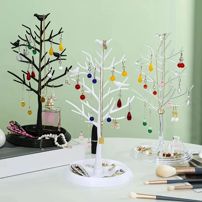 

3pc,Tree shaped jewelry display stand with tray, earrings, necklaces, rings, jewelry storage rack, desktop jewelry tower