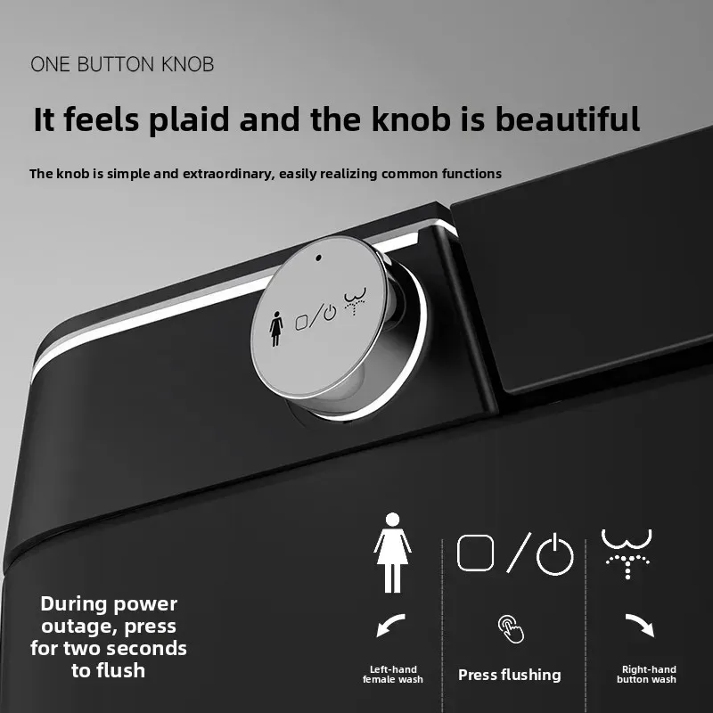 

Black Smart Toilet, Automatic Flushing, Built-in Water Tank, Seat Heating, Remote Control, Bubble Shield, Smart Open and Close