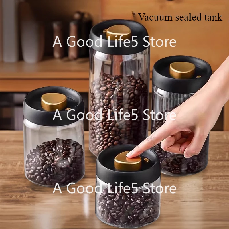 

Food grade coffee bean storage vacuum glass sealed powder tea storage tank bottle