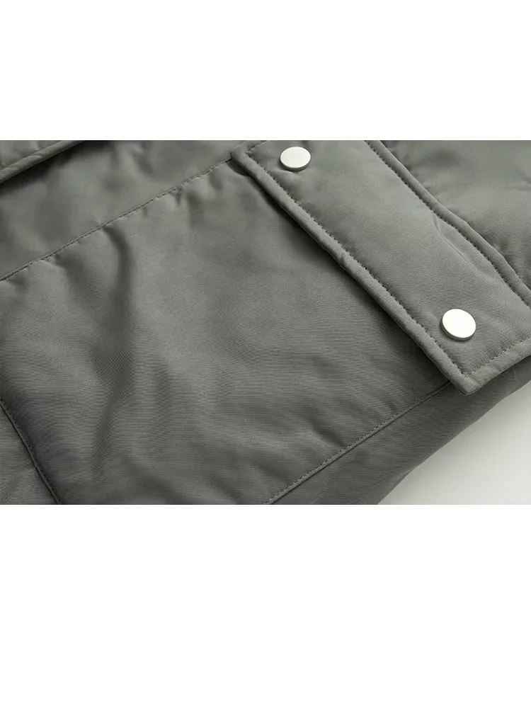 HH 2025 mujeres invierno nueva moda con capucha gruesa 2 colores Parker algodón mujer High Street Casual cálido chaqueta con bolsillo con cremallera