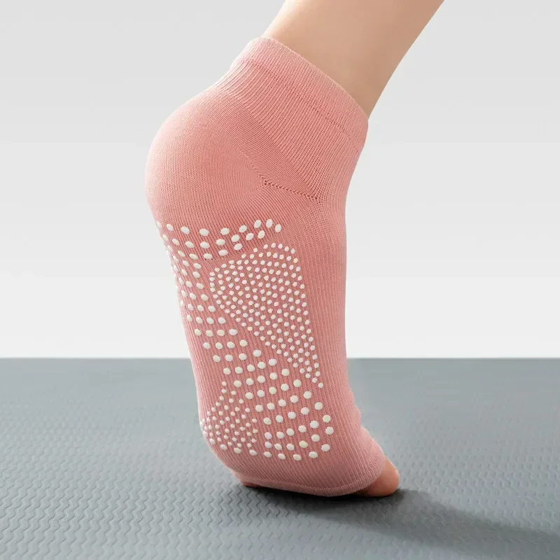 Toeless اليوغا الجوارب النساء سيليكون عدم الانزلاق المهنية داخلي الطابق الرقص جوارب رياضية بلون القطن اللياقة البدنية جوارب بيلاتيس