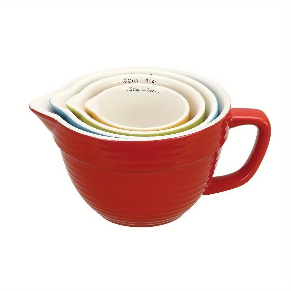 

Bowl Shaped Measuring Cups (Set of 4 Sizes) - Stackable Bowl Design for Easy Storage, Food-Grade Material (BPA-Free)