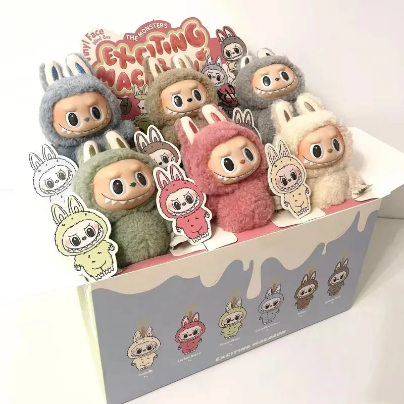 Labubu The Monsters Heartbeat Macaron Enamel Face Blind Box Pvc Figurine Tabletop Ornament Pendant Kawaii Doll Christmas Gift