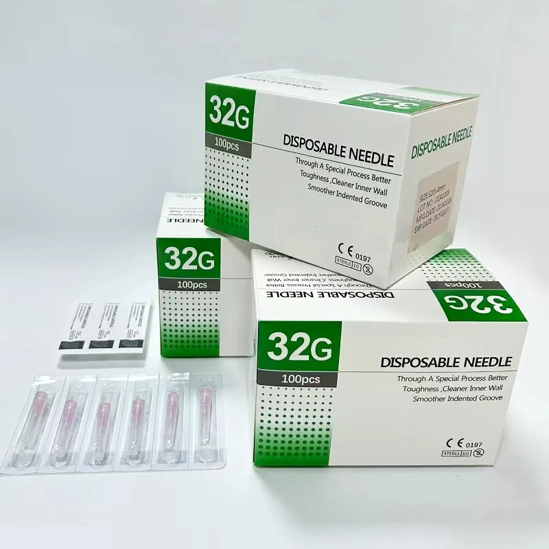 

100 шт., 32 г, игла 4 мм, 6 мм, 8 мм, 13 мм, одноразовая безболезненная маленькая игла, игла для татуировки