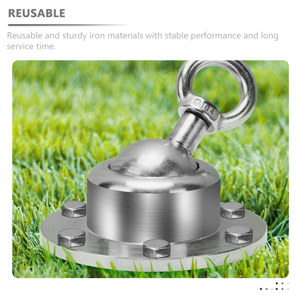 

360 Degree Rotating Dog Tie Out Stake Sturdy Iron Ground Anchor Reusable Camping Tent Turf Support Silver Swivel With Cable For
