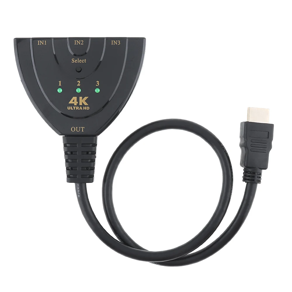 Mini amplificateur compatible HDMI 4K 2K 3 en 1 4 Ports sélecteur séparateur pour projecteur HDTV DVD PS3 PS4 multimédia