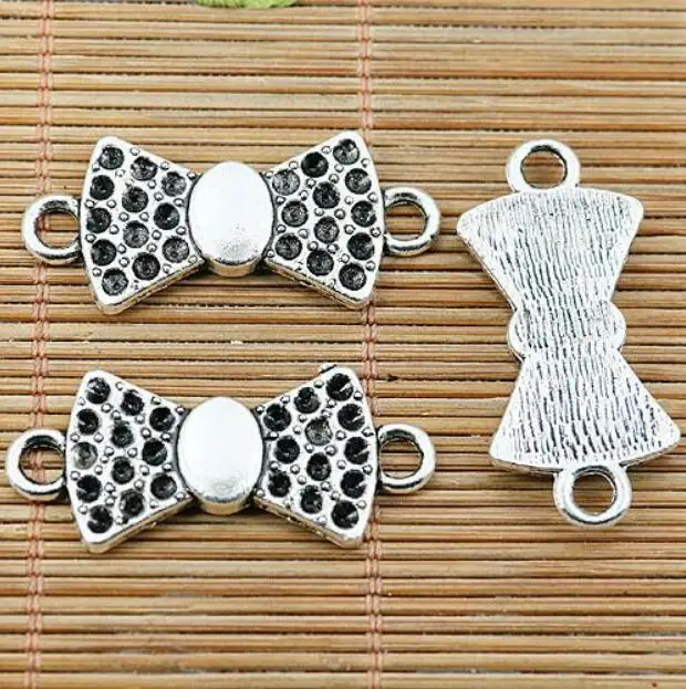 5pcs 37.6*17mm hole 3.7mm Tibetan silver 2 holes bowknot connectors EF2011