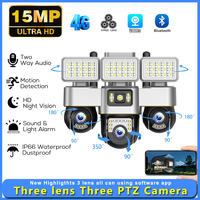 V380pro 4G Camera 15MP 8K Wireless Outdoor IP66 Three Lens PTZ TWO-Way Audio Human Auto Tracking Surveillance Camera CCTV Camera