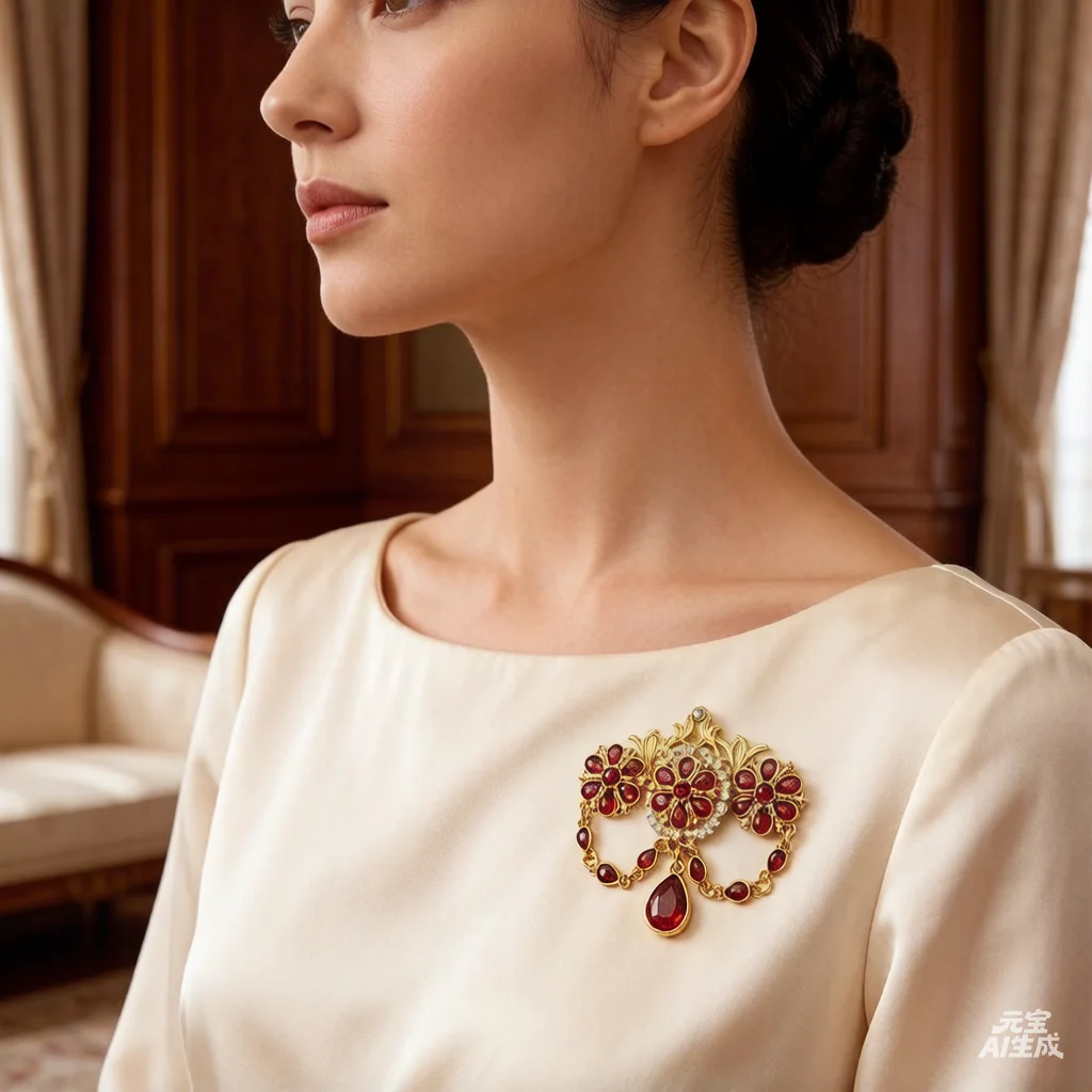 

Moroccan Bride Rhinestone Brooch Jewelry Flower Shape Red Green Crystal Pin Arabic Style Wedding Dress Corsage Gift (11)