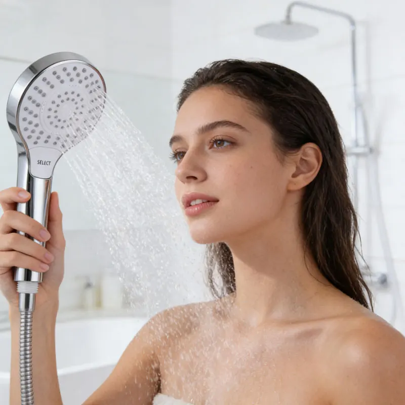 

Душевая система для ванной комнаты с большой панелью, кнопочным управлением, регулируемым напором и ручным душем