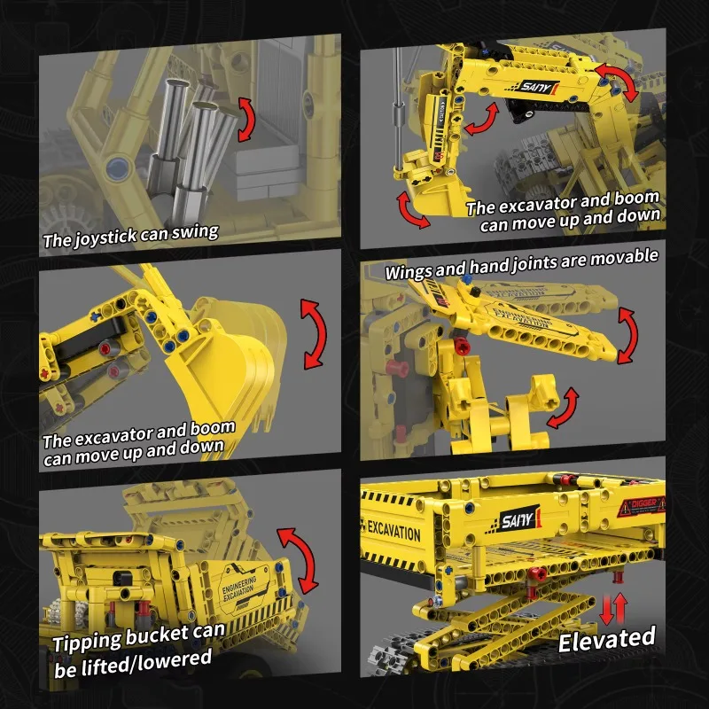 ใหม่ 5 IN 1 การวิเคราะห์รีโมทคอนโทรลExcavator Building Blocks CityวิศวกรรมรถบรรทุกอิฐBulldozerของเล่นสําหรับของขวัญเด็ก