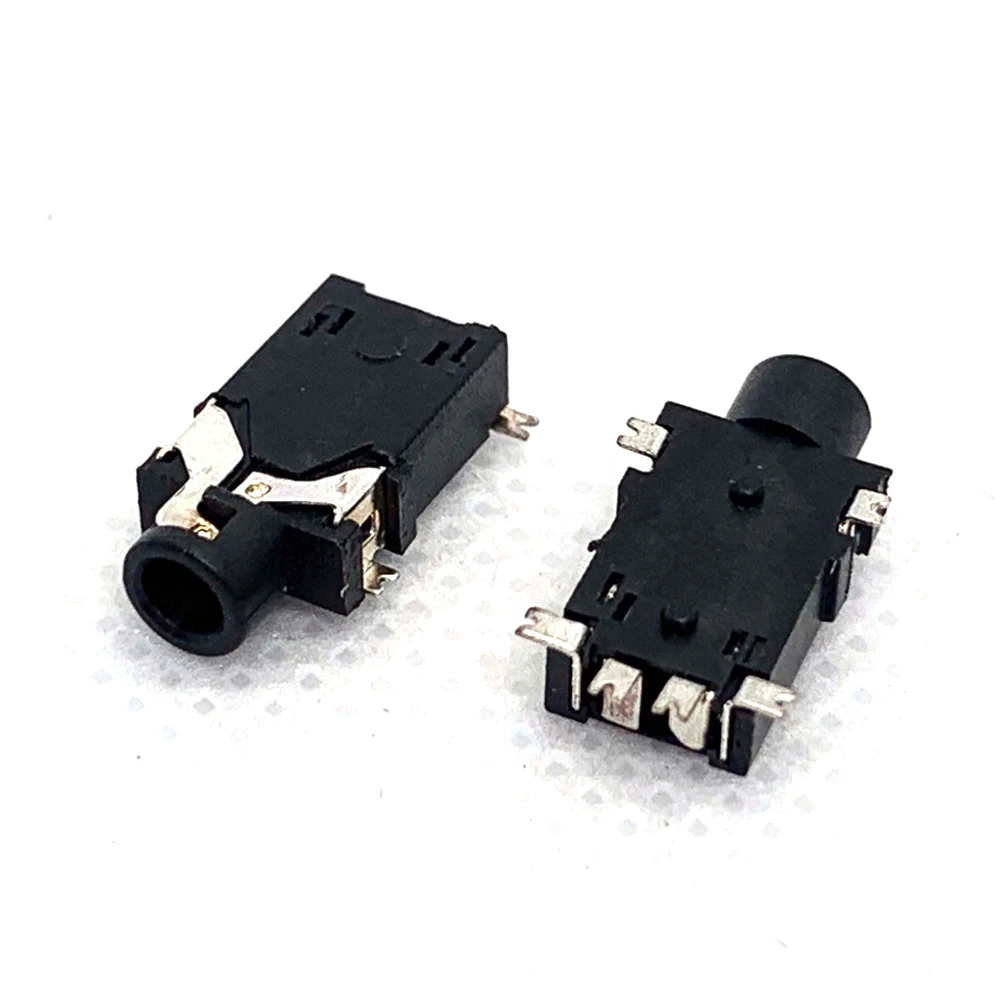 

100PCS 2.5mm Audio Jack PJ-227 Horizontal 6PIN SMD Silver Plating Dual Channel Pillar Earphone Base Four Sections