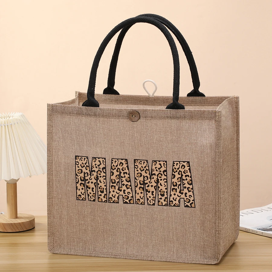 

Simple linen style men's tote bag large capacity printed tote bag fashionable multi-functional shopping bag suburban storage