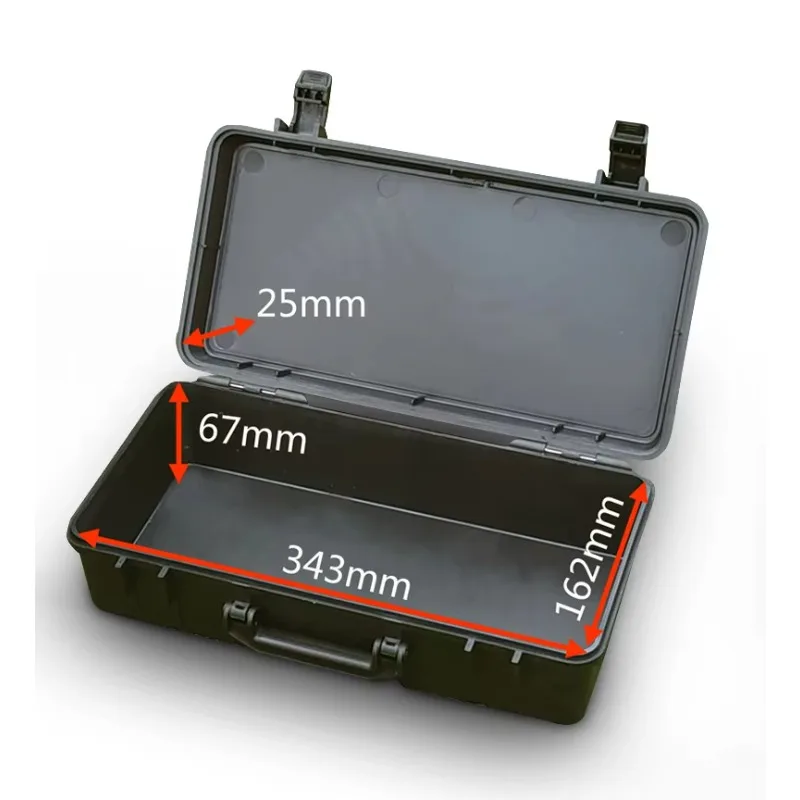 Impact Resistant Toolbox Suitcase File Box Equipment Camera Case with Pre-cut Foam Lining 357x192x100mm Safety Case for Storage