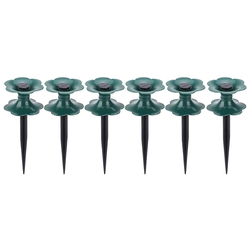 6 Pack Garden Hose Guide Spike,Duty Dark Green Spin Top, Keeps Garden Hose Out Of Flower Beds, For Plant Protection