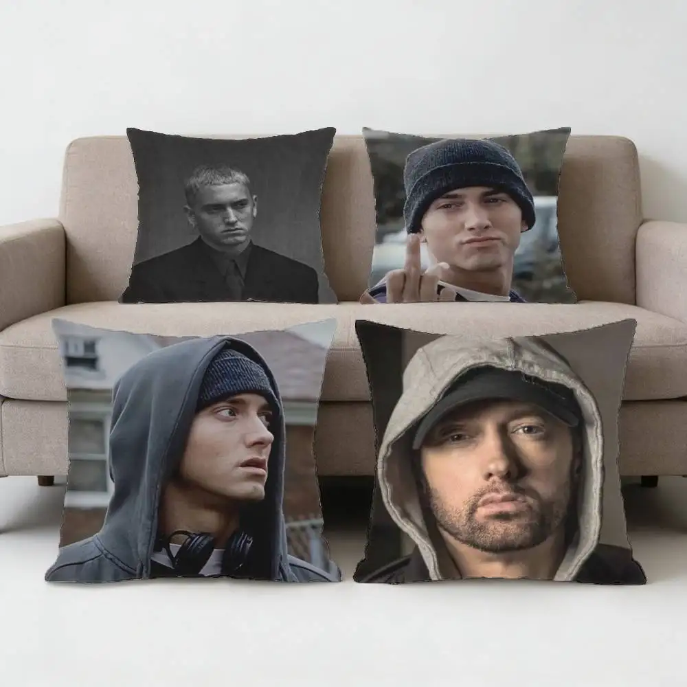 

Rapper Singer E-Eminem Pillow Case Anti-dustmite Pillowcase Invisible zipper silky short plush Sofa cushion cover