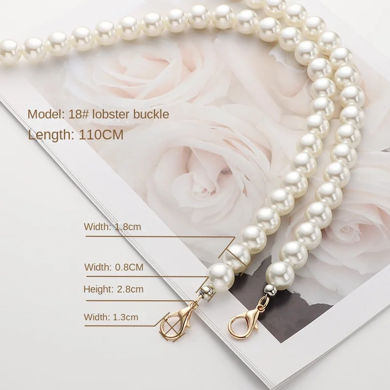 Pearl Chain Purse Decorative 100/110cm Hardware Metal Accessory Chain Handles For Diy Bags Fashionable Bag Crossbody Pearl Chain
