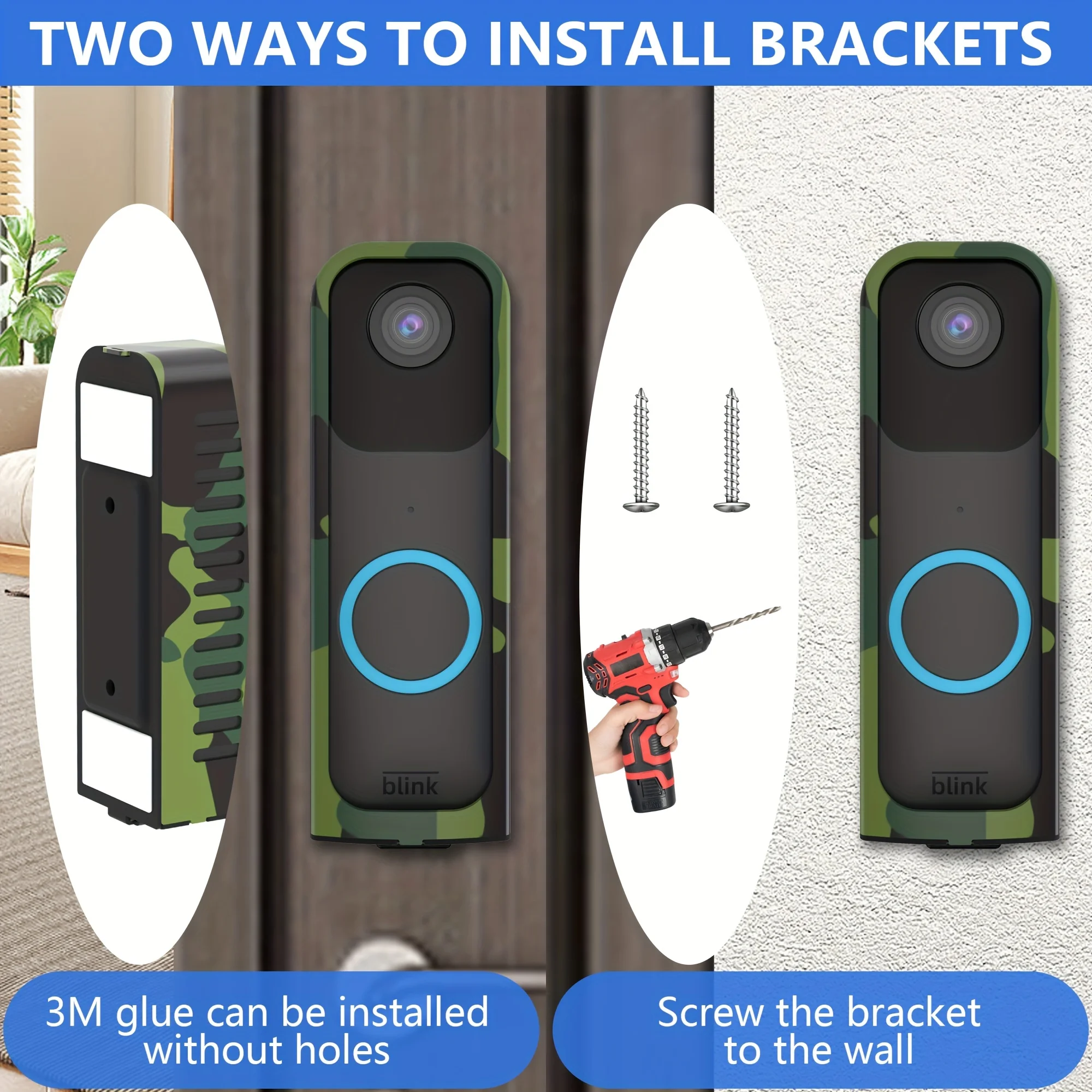 Stainless steel doorbell bracket suitable For Blink Video Doorbell visual doorbell bracket anti-theft doorbell protective case