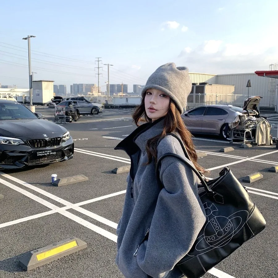 ملابس خارجية ذات ياقة فضفاضة طويلة من Fce على الوجهين ay للسيدات لربيع وخريف وشتاء تصميم جديد Sle للإحساس #4