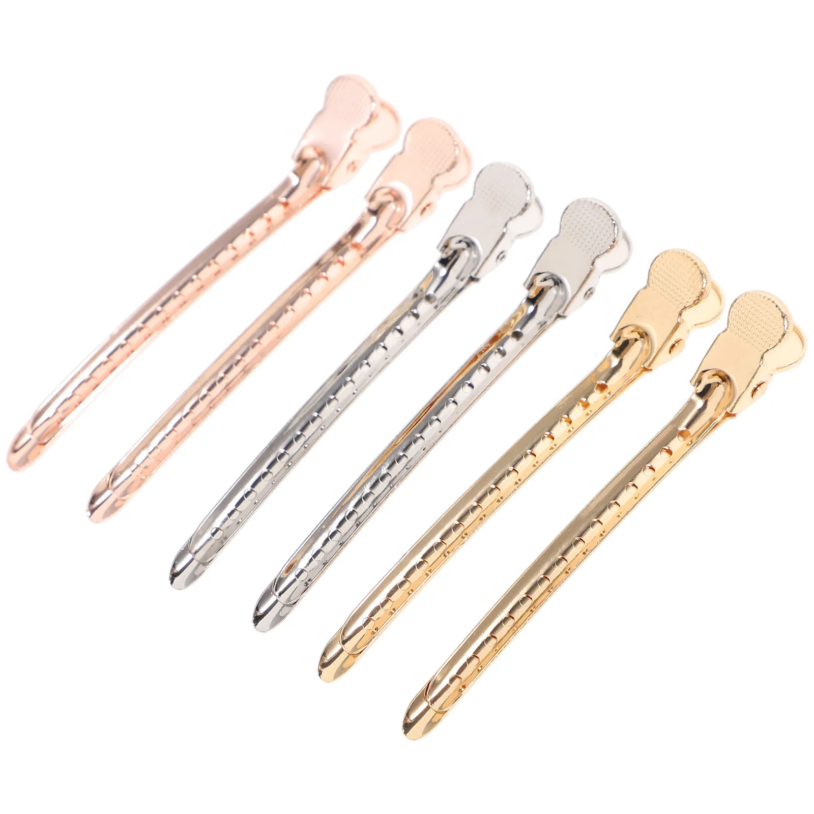 

6pcs Metal Hair Clips Durable Aluminum Alloy Alligator Clips For Women Thick Hair Hairstyle Fixing Diy Bow Making Supplies Salon