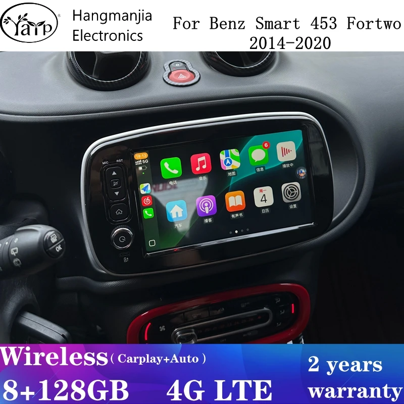 메르세데스 벤츠 스마트 453 포투 2014-2020용 무선 카플레이 안드로이드 오토 카 라디오 GPS 멀티미디어 시스템 스테레오 오토라디오