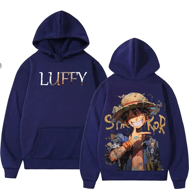 One Piece Rufy Cosplay Autunno/inverno Coppia Felpa con cappuccio Harajuku Y2k Street One Piece Appassionato Top a maniche lunghe
