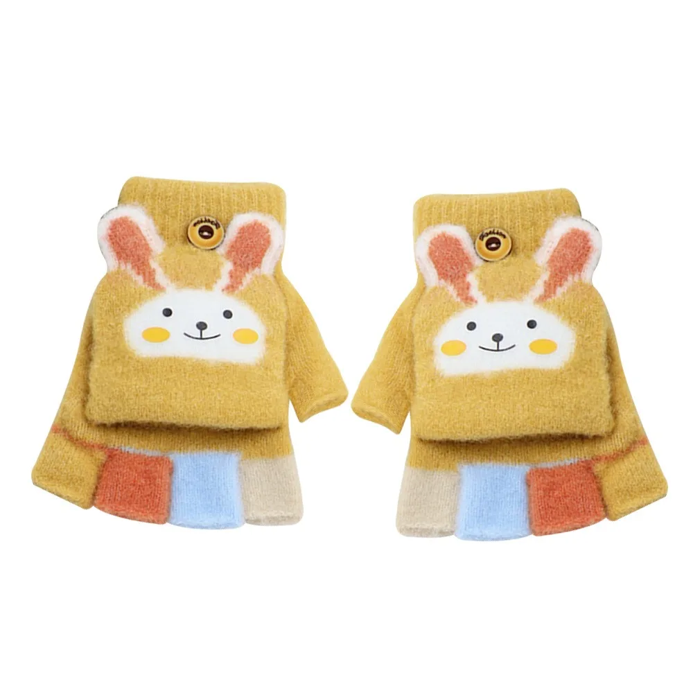 

Cute Warm Kids Winter Gloves Windproof Flip Cover Children Mittens Soft Thicken Baby Gloves for 3-9 Years Old Outdoor