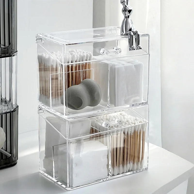 

Многофункциональная коробка для хранения предметов, таких как макияж, ватные палочки, шнуры для волос, заколки для волос, салфетки и т. д.