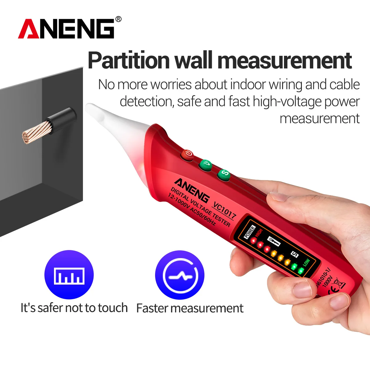 ANENG VC1017 AC Voltage Detector Tester Meter 12V-1000v Non-contact Pen Style Electric Indicator LED voltage meter vape pen