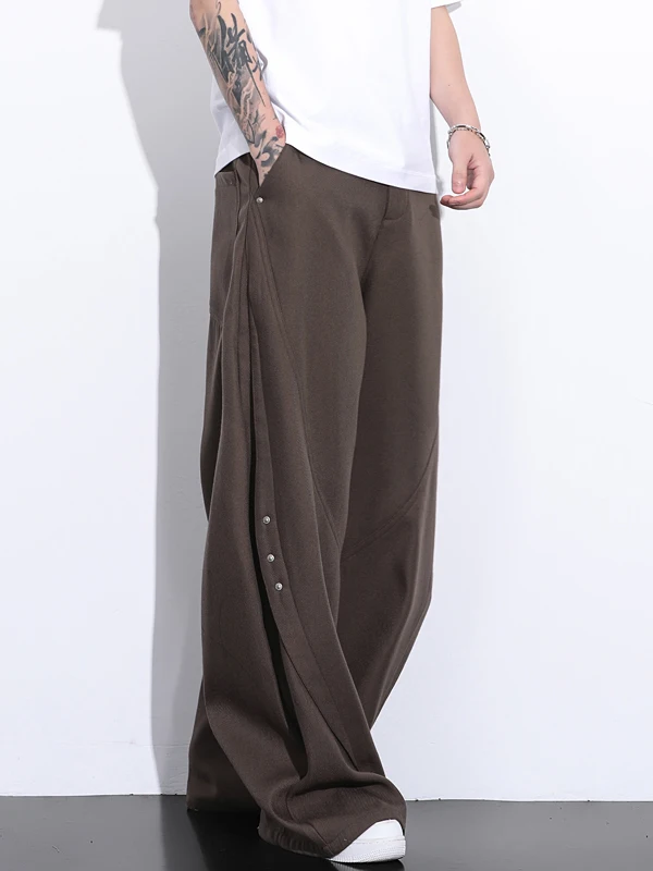 

Новинка 2023 года, мужские повседневные брюки в американском стиле ретро с высокой талией, свободные широкие брюки для ленивых, удобная повседневная одежда с ножом