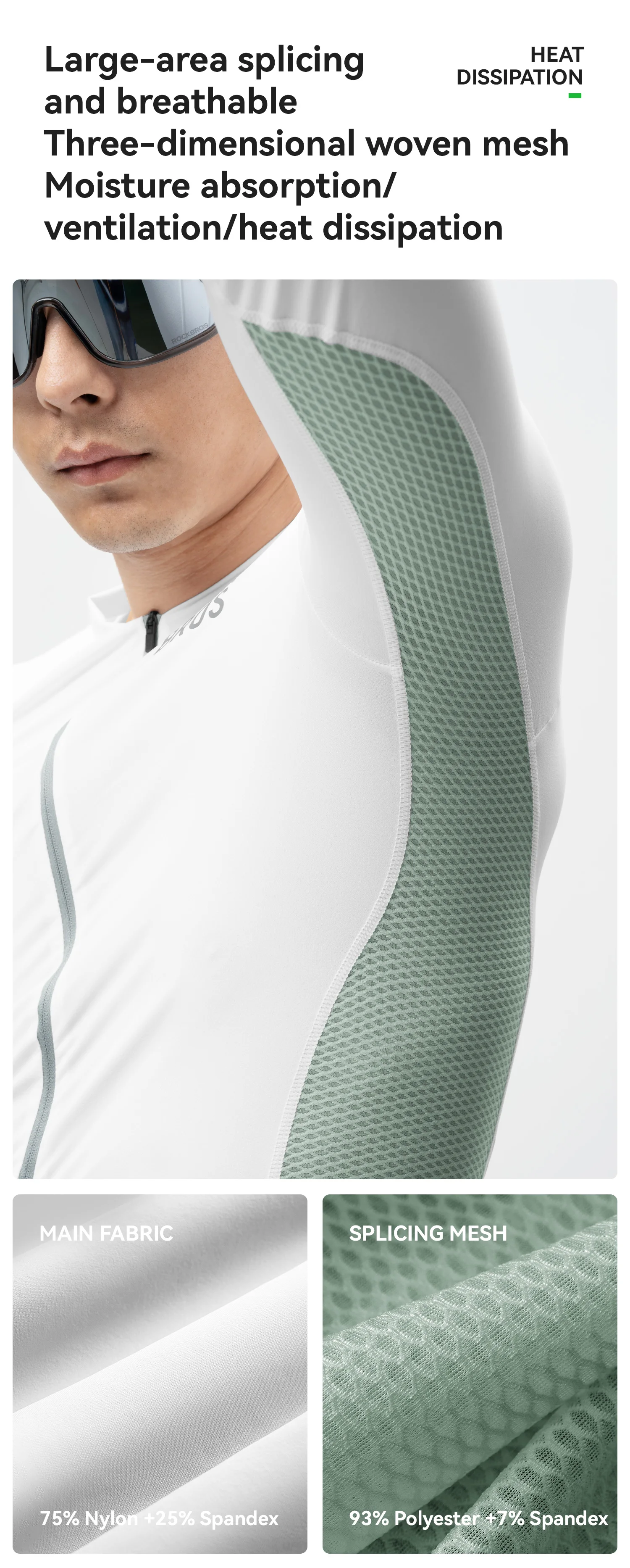 ROCKBROS Herren-Radtrikot mit Langen Ärmeln, Leichtes Mesh-Fahrradoutfit, Atmungsaktives Trikot für Rennrad und MTB – Detail 5