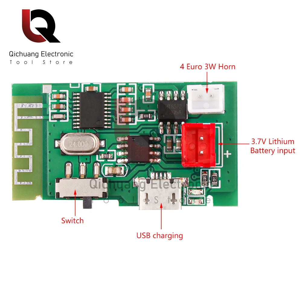 Mono Amplifier Board Wireless Bluetooth Audio Amplifier Module USB / Type-C Interface 4Ω 5W Speaker 3.7V Lithium Battery Power