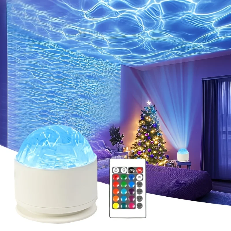 

Water Ripple Projector Lamp 16 Colors RGB Dimming LED Night Light with Remote Control Suitable for Room Decoration Sleep Light