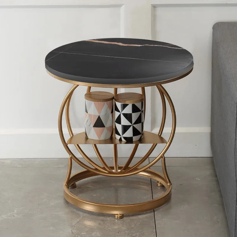 Round Design Coffee Table Metal Marble Nordic Modern Auxiliary Bedside Side Table Living Room Mesa Auxiliar Home Furnitures