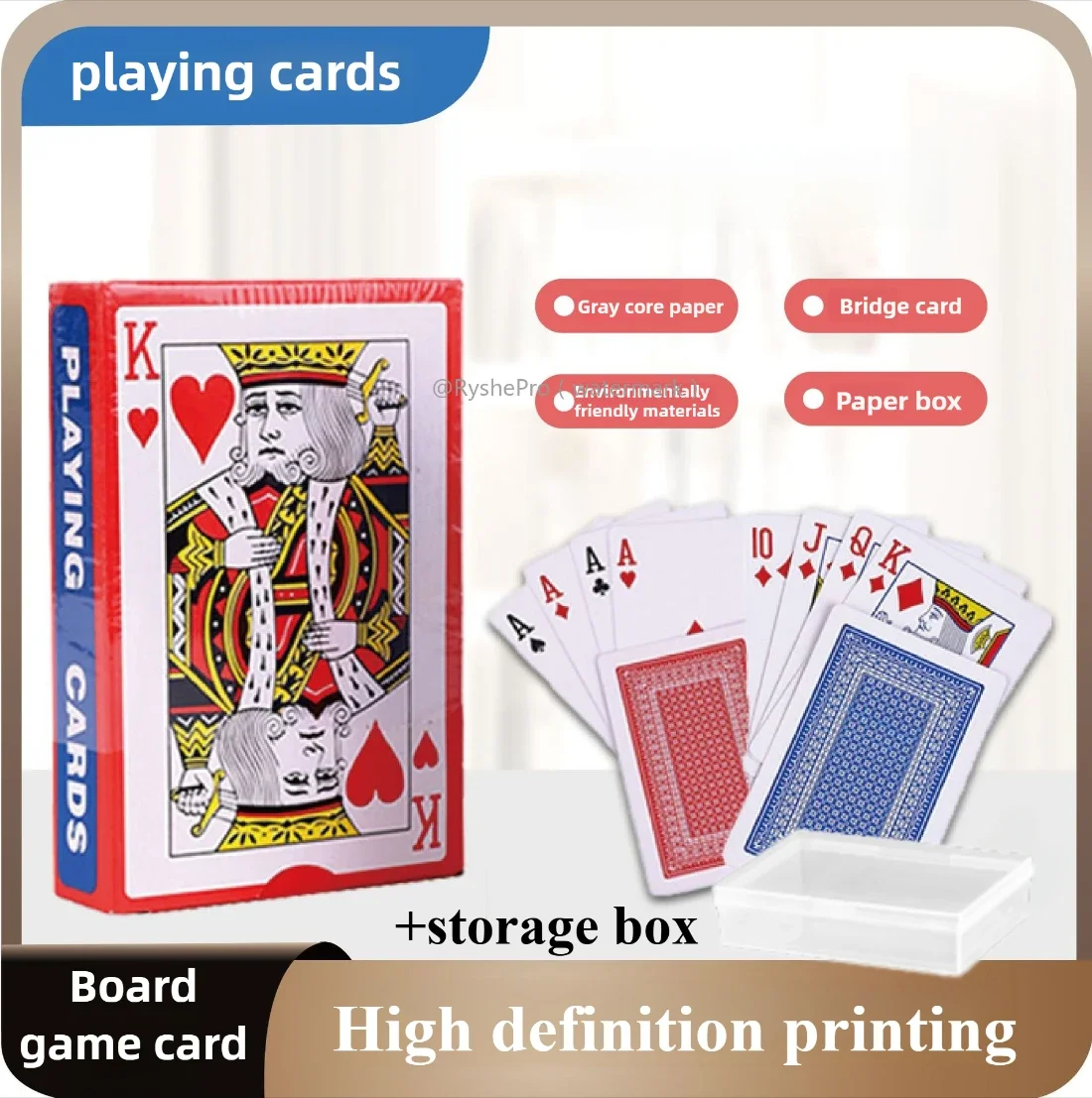 Playing Cards Poker Size Standard Index Plastic Coated for Blackjack Euchre Canasta Card Game Blue Red Casino Grade Poker Cards