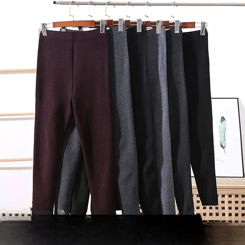 

Warm Wool Blend Thickened Bottom Pants 2025 Autumn Winter Couple's Casual Warmth Polyester 99% Wool % Youth Couples