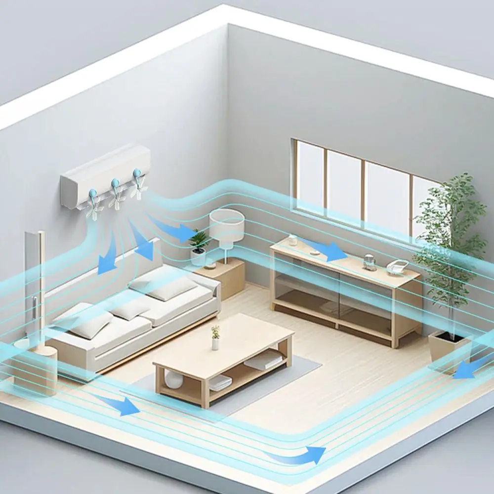 

3Pcs Suction Cup Air Conditioning Ventilator Wall Mounted Windmill Shaped Conditioning Guide Fan Anti Direct Blowing Windproof