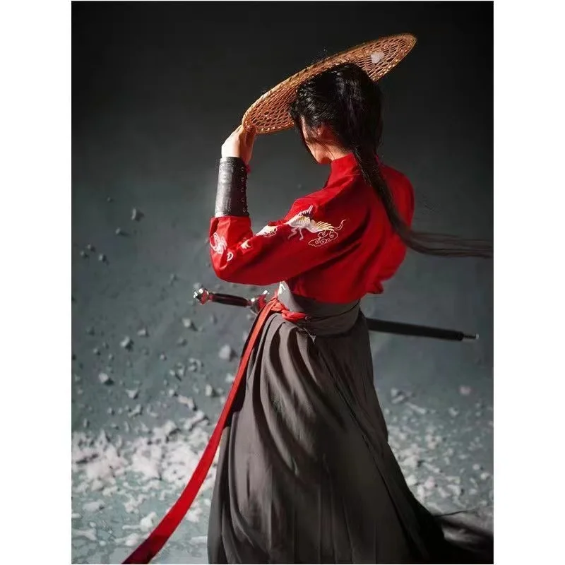 2024 New Men's Hanfu Chinese Style Black Martial Swordsman Costume Vintage Ancient Gentleman Dress Set Students Cosplay Clothing